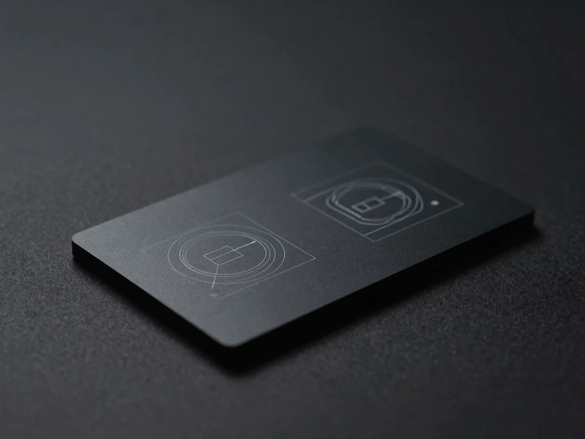 Close-up macro shot of minimalist hardware interface and wireframe sketches under soft dark charcoal studio lights